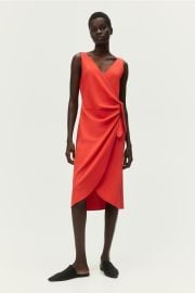 Textured Wrap Dress - V-neck - Sleeveless - Bright red - Ladies HampM US at H&M